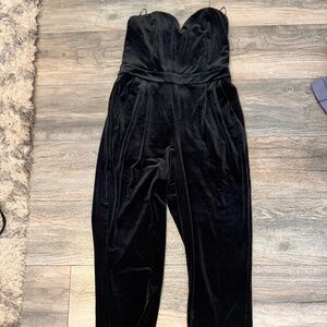 Express Velvet Jumpsuit sweetheart neckline strapless